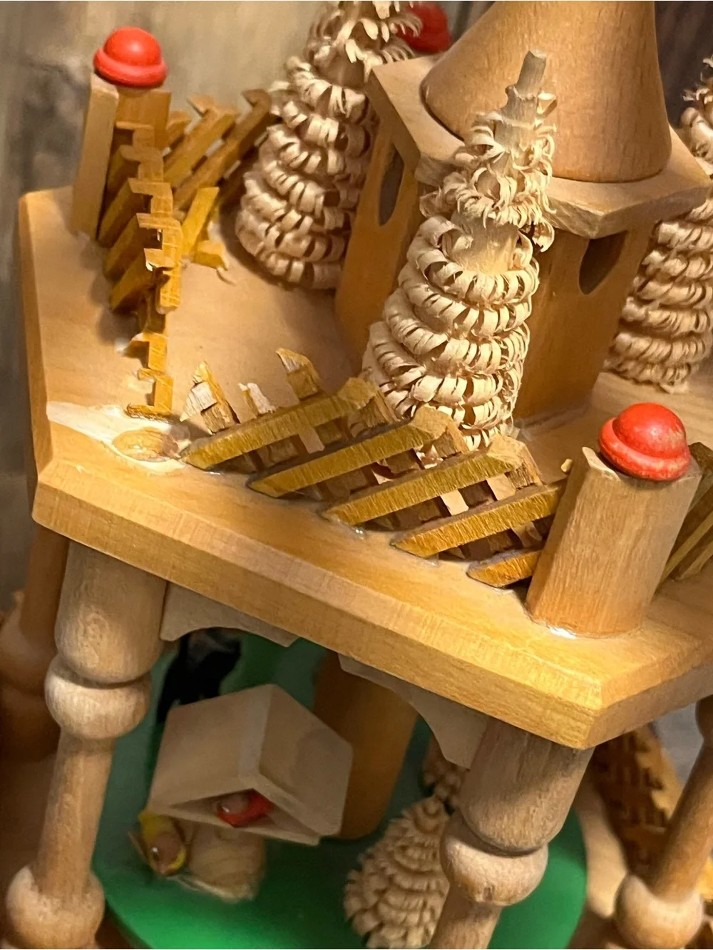 Wooden Christmas Pyramid Carousel - Natural Wood Finish